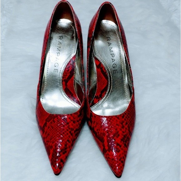 Rampage Red Snakeskin Pointed Toe Stiletto Heels Pumps Women’s Shoes Size 6 - Picture 2 of 7